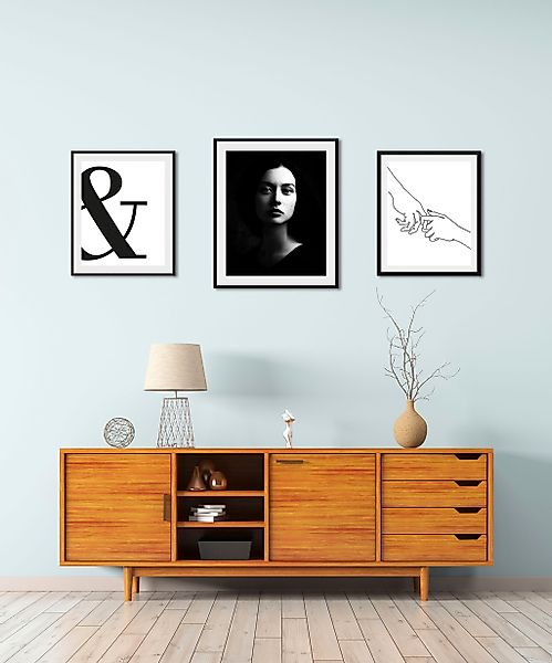 queence Bild "Hygge", Abstrakt-Schwarz-Weiß-Fashion-Mode-Magazincover-Frau- günstig online kaufen