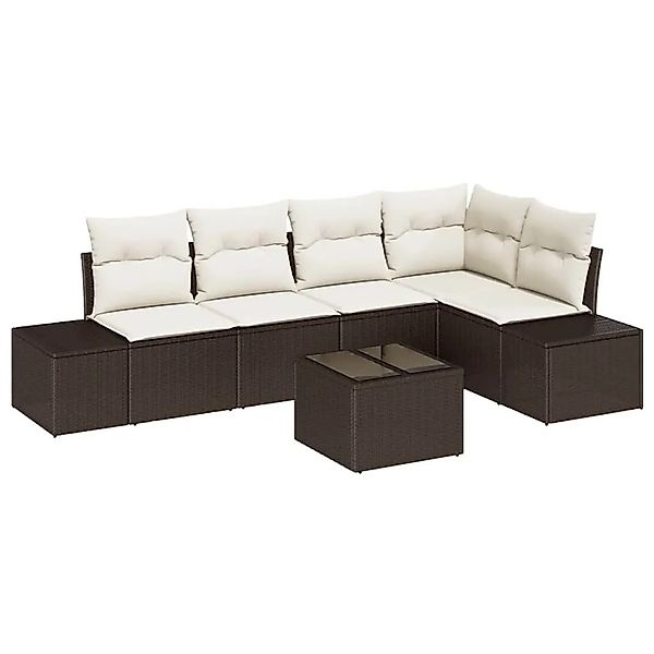 vidaXL Gartensofa-Set mit Speicher Braun und Creme Poly-Rattan 3355737 günstig online kaufen