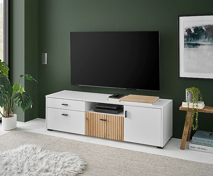 Home affaire Lowboard "Hudson" in moderner Trendfarbe, Griffe aus Metall (S günstig online kaufen