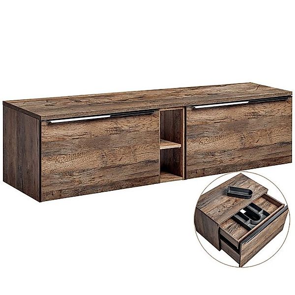 Lomadox Waschbeckenschrank PUEBLA-56 Vintage Oak Eiche 180,4/48,5/46 cm günstig online kaufen