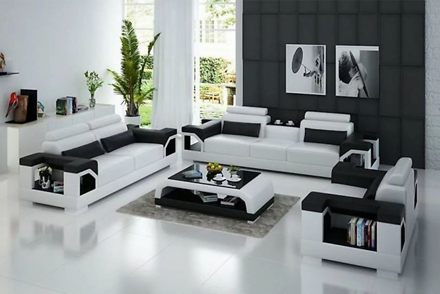 JVmoebel Sofa Moderne schwarz-weiße Sofagarnitur 3+1+1 luxus Möbel neu, Mad günstig online kaufen