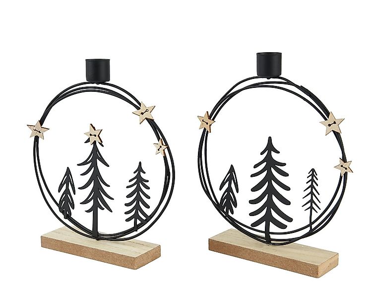 Kaemingk Kerzenhalter, Kerzenhalter Metall 20cm mit Waldmotiv 1 Stück sorti günstig online kaufen