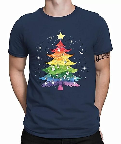 Quattro Formatee Kurzarmshirt Regenbogen Weihnachtsbaum Christmas - Weihnac günstig online kaufen