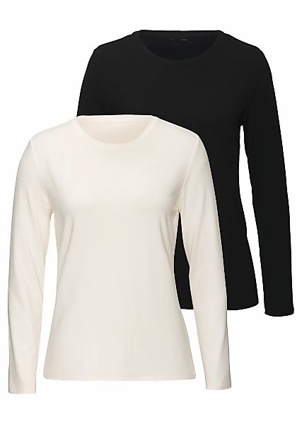 LASCANA Langarmshirt "aus weichem Viskose-Stretch", (2er-Pack) günstig online kaufen