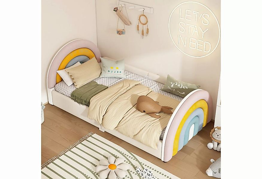 Gotagee Polsterbett Polsterbett 90x200cm Kinderbett Regenbogenform Einzelbe günstig online kaufen