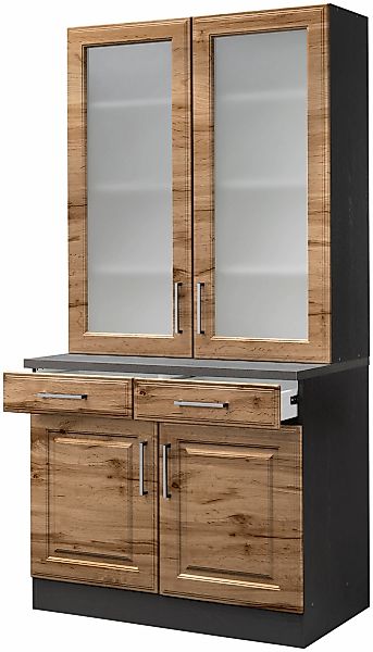 KOCHSTATION Küchenbuffet »KS-Stockholm« hochwertige MDF-Fronten, 2 Glasrahm günstig online kaufen