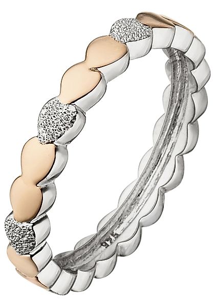 JOBO Silberring Herzen, 925 Silber bicolor günstig online kaufen