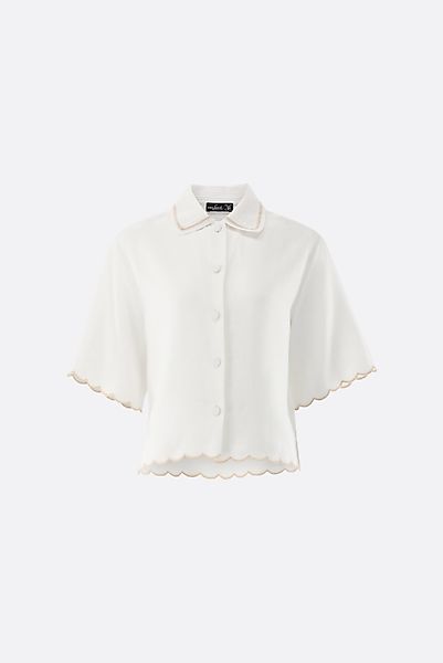 Kurzarm Hemdbluse aus Leinen mit Häkelkragen günstig online kaufen