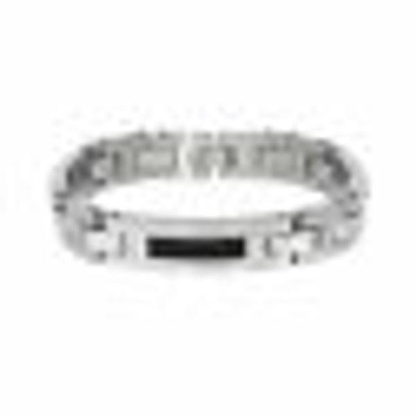 Armband Edelstahl matt glanz zweifarbig mit schwarzem Stahlseil günstig online kaufen