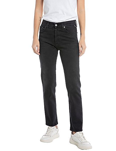 Replay Damen Jeans MAIJKE STRAIGHT - Straight Fit - Schwarz - Black Denim günstig online kaufen