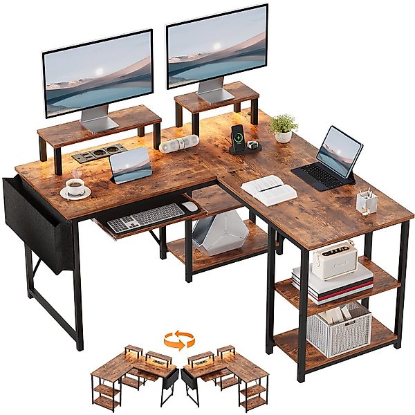 HOMALL Eckschreibtisch Gamingtisch 140×140cm Schreibtisch mit günstig online kaufen