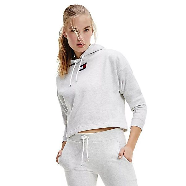 Tommy Hilfiger Sportswear Cropped Flag Logo Kapuzenpullover L Ice Heather günstig online kaufen