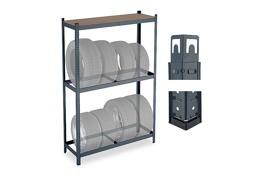 relaxdays Schwerlastregal Reifenregal für 8 Reifen, grau günstig online kaufen