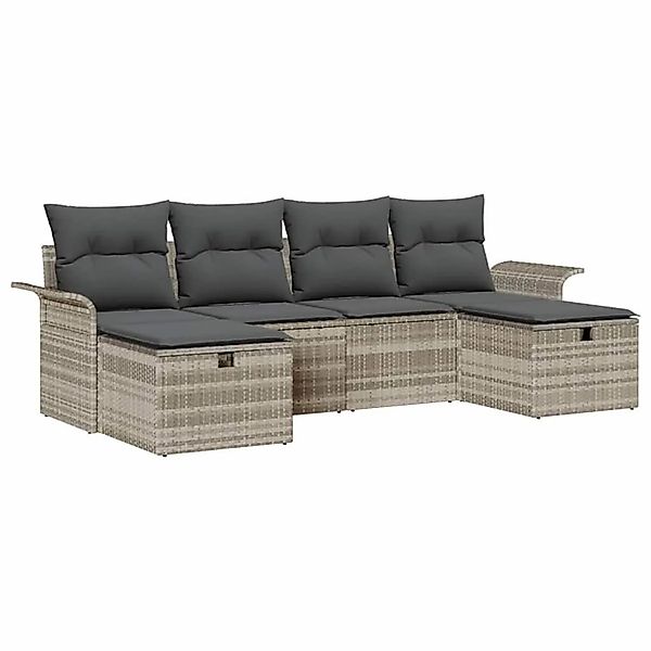 vidaXL Gartensofa-set mit Kissen 6-Tlg Hellgrau Poly-Rattan 3358921 günstig online kaufen