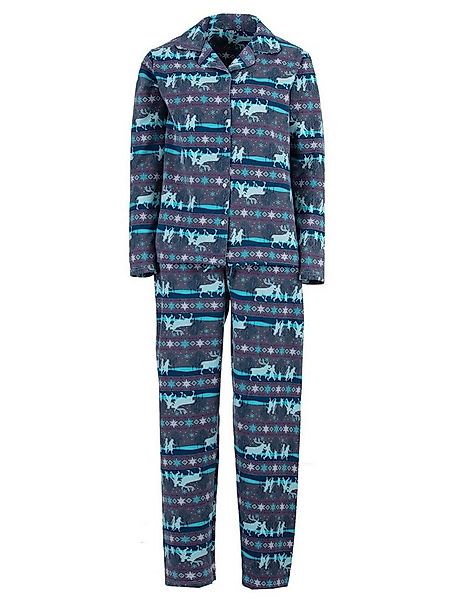 zeitlos Schlafanzug Pyjama Set Thermo - Wald Kragen Knopfleiste günstig online kaufen