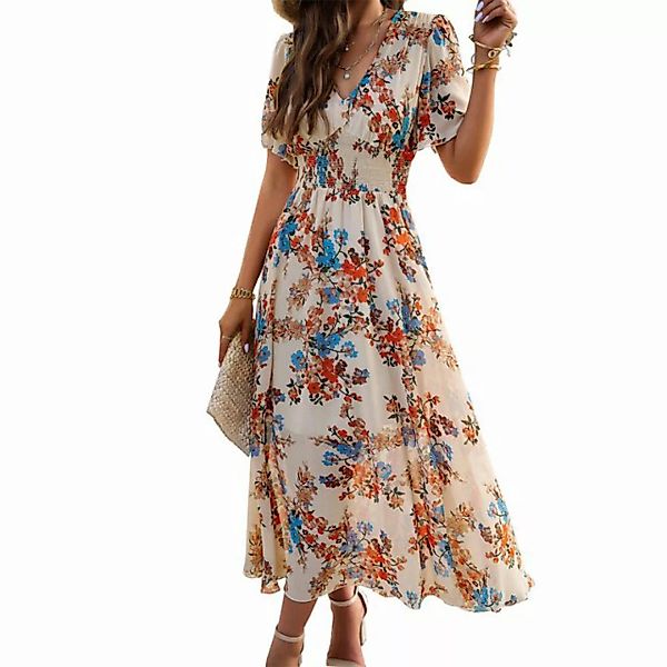 RUZU UG Abendkleid Bedrucktes Kleid, Frühlings- und Sommer-Kurzarmkleid (1- günstig online kaufen