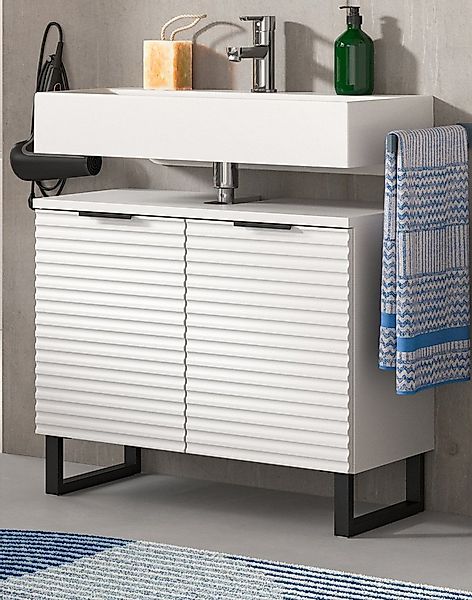 Inn.Furn Waschbeckenunterschrank Roove (in weiß mit Wellen, 2-türig, 70 cm) günstig online kaufen