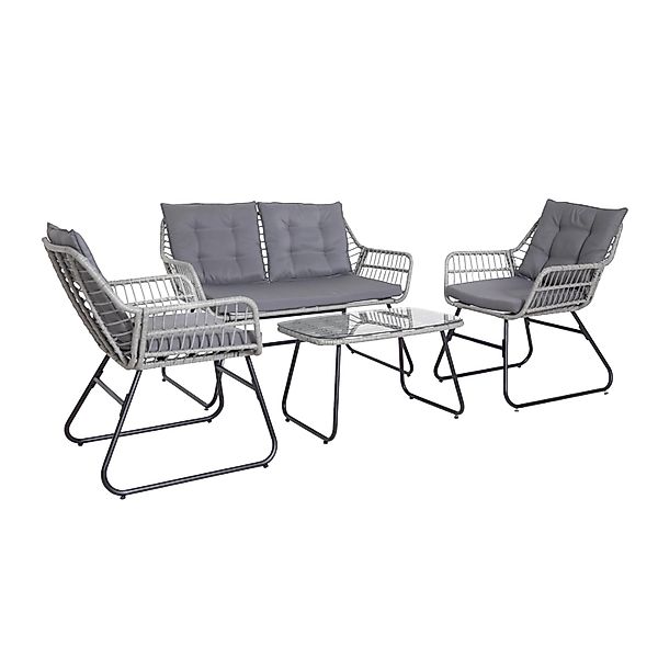 Svita Capri Balkonmöbel-Set Polyrattan Sitzgruppe Outdoor 4-tlg. Gartenloun günstig online kaufen
