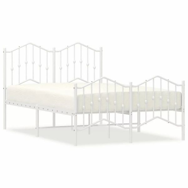 vidaXL Bettgestell mit Kopf- und Fußteil Metall Weiß 120x200 cm Modell 3192 günstig online kaufen
