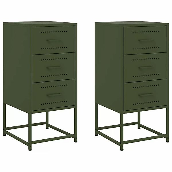 vidaXL Nachttische 2 Stk OlivGrün 36x39x78 cm Stahl Modell 1 günstig online kaufen