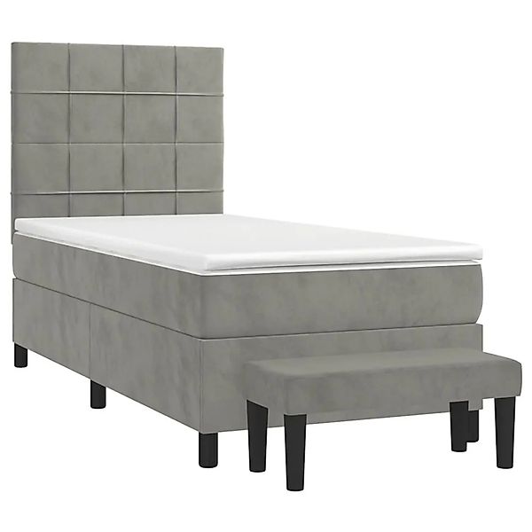 vidaXL Boxspringbett mit Matratze Hellgrau 90x190 cm Samt 3137815 günstig online kaufen