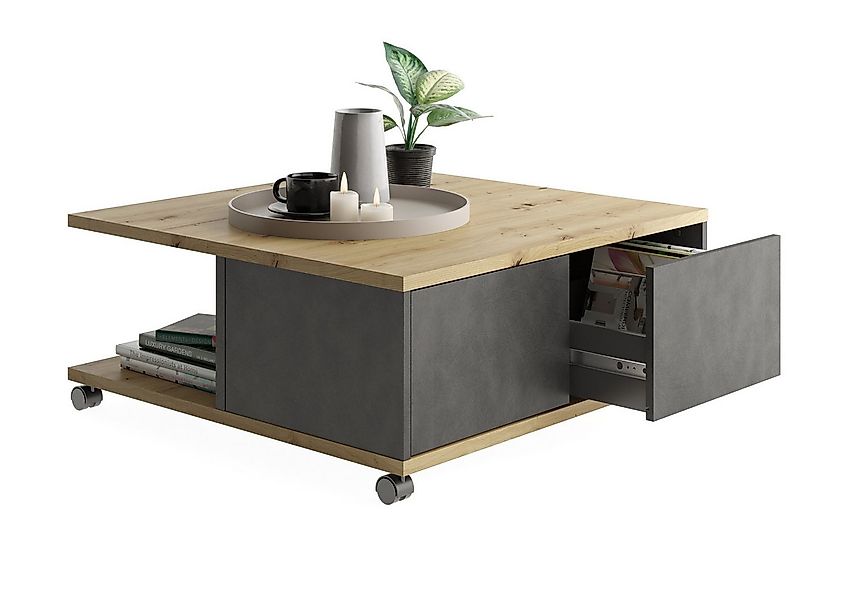 PREISBRECHER Couchtisch TWIN 1, in Matera-Artisan Eiche - 70x36x70cm (BxHxT günstig online kaufen