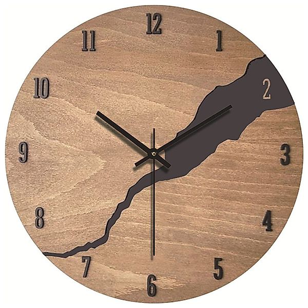 NUODWELL Wanduhr Holzwanduhr im Crack-Design leise günstig online kaufen