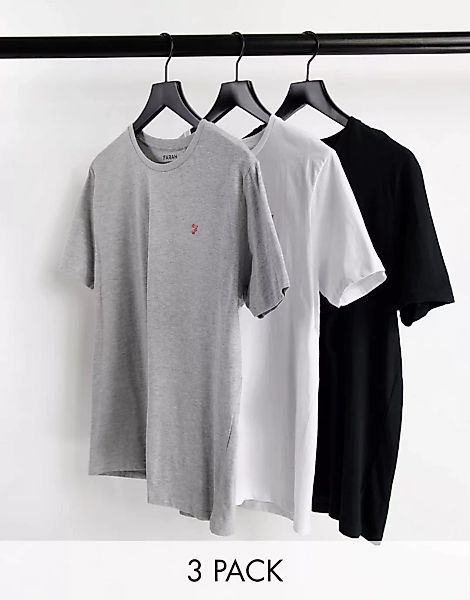 Farah – Merion – 3er-Pack Lounge-T-Shirts in Schwarz günstig online kaufen