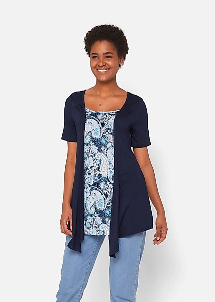 bonprix T-Shirt A-Linie Passform, Halbarm-Design, mit Print, Rundhalsaussch günstig online kaufen