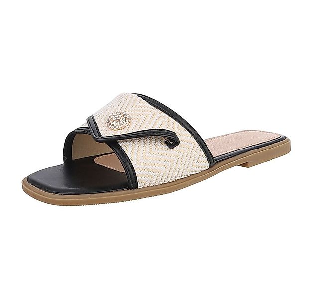 Ital-Design Elegante Damen Slipper mit Chevron-Muster für den Sommer Pantol günstig online kaufen