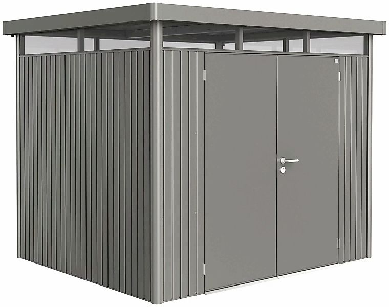 Biohort Metall-Gerätehaus HighLine Quarzgrau-Metallic 5,6 m² Doppeltür günstig online kaufen