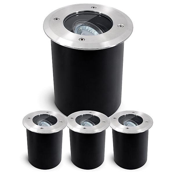 SSC-LUXon 4er Set Juavi Bodeneinbaustrahler Schwenkbar Rund IP67 für GU10 F günstig online kaufen