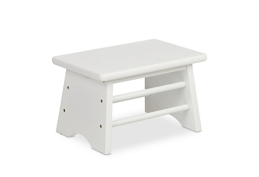 relaxdays Fußhocker Bambus Fußbank weiß günstig online kaufen