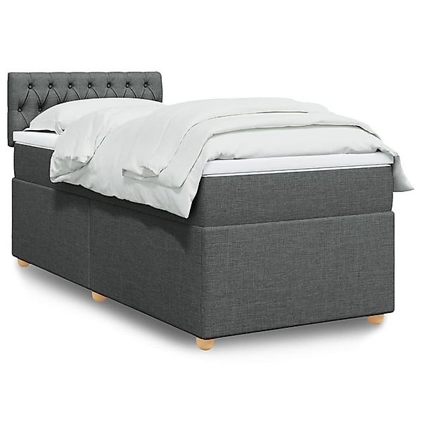 vidaXL Bettgestell Boxspringbett mit Matratze Dunkelgrau 90x200 cm Stoff Be günstig online kaufen