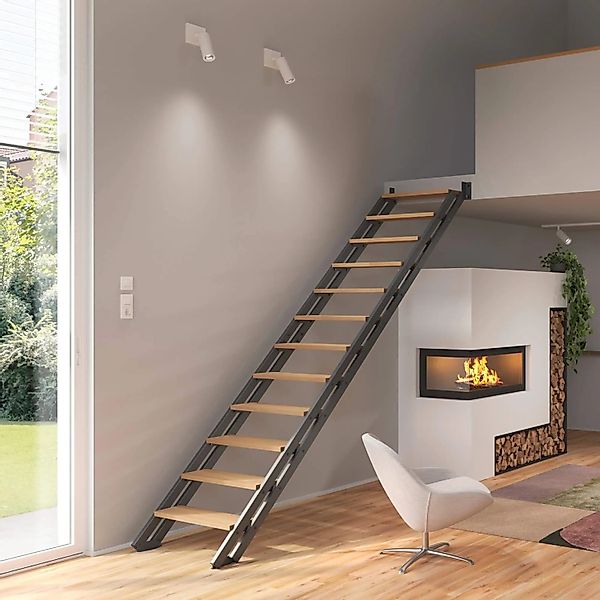 Treppen Intercon Raumspartreppe London Stahlwangentreppe Lava-Anthrazit mit günstig online kaufen