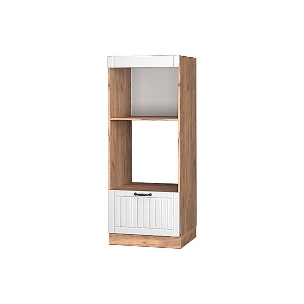 Vicco Mikrowellenumbauschrank Fame-Line, Weiß Landhaus/Goldkraft Eiche, günstig online kaufen