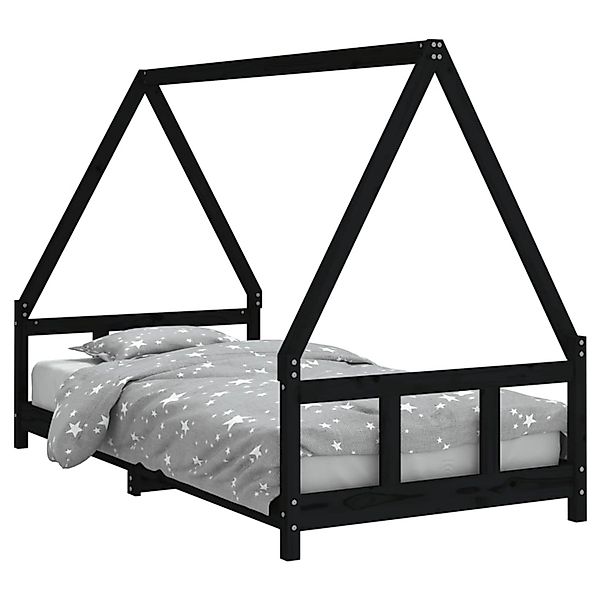 vidaXL Kinderbett Schwarz 90x190 cm Massivholz Kiefer 834464 günstig online kaufen