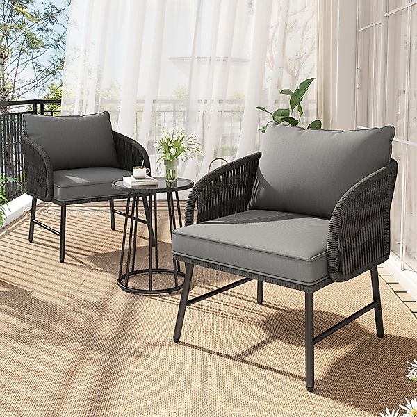 XDOVET Balkonset Balkonmöbel-Set Gartenmöbel-Set handgeflochtenes Seil günstig online kaufen