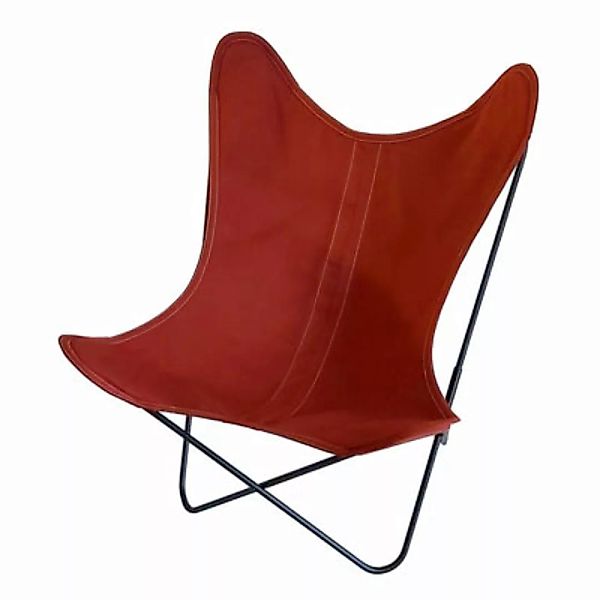Sessel AA Butterfly OUTDOOR textil rot orange / Baumwolle - Gestell schwarz günstig online kaufen