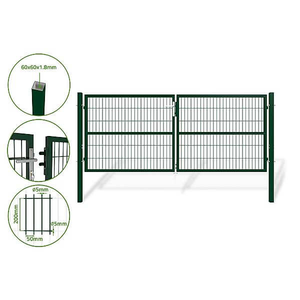 Casanoov Gittertor Razo 300x120cm Stahl & Tor 100x120cm Grün günstig online kaufen