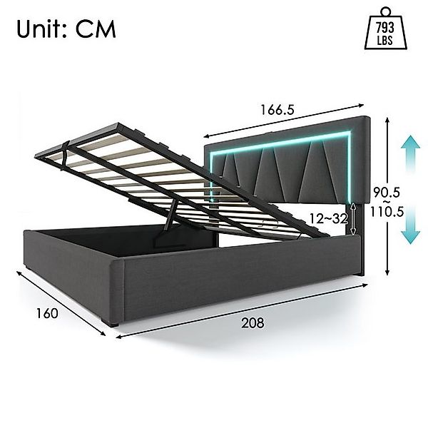 STILVORA Polsterbett 160x200 Bettgestell Jugendbett mit Stauraum,bett mit U günstig online kaufen
