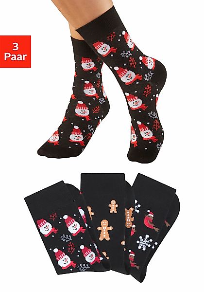 H.I.S Basicsocken, (Packung, 3 Paar), mit lustigen Weihnachtsmotiven günstig online kaufen