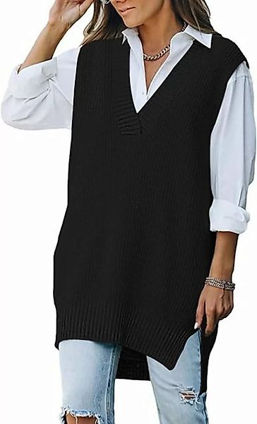 KIKI Shirtweste Damen V-Ausschnitt Strickpullover Weste Ärmelloser Pullover günstig online kaufen