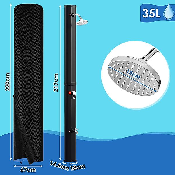 Clanmacy Solardusche Solardusche Gartendusche 35L Schwarz günstig online kaufen