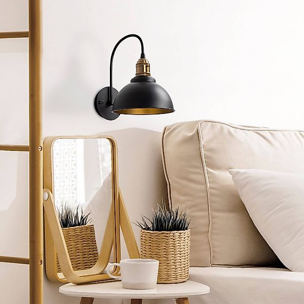 Wandleuchte Saglam, schwarz/gold, Höhe 36 cm, Metall günstig online kaufen