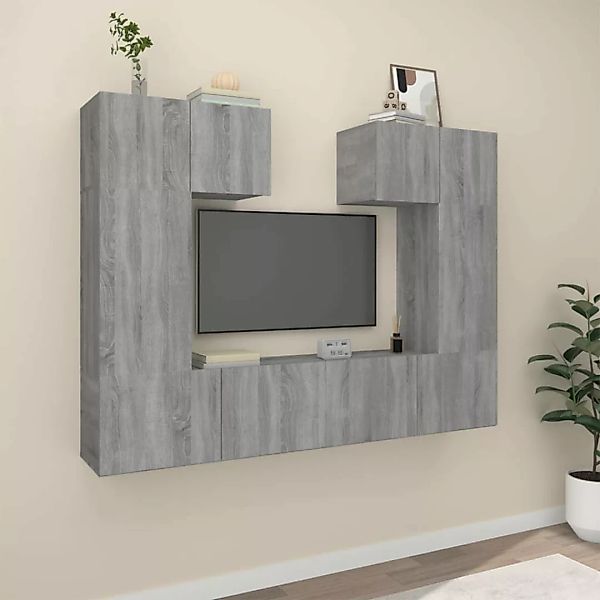 Vidaxl 6-tlg. Tv-schrank-set Grau Sonoma Holzwerkstoff günstig online kaufen