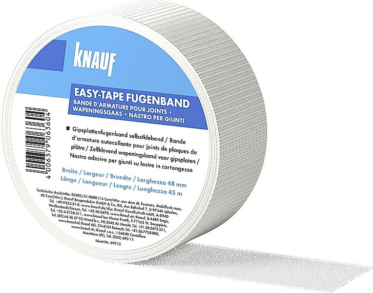 KNAUF Glasfasergewebe Knauf Gipsfaser-Fugenband easy-tape 45 m x 48 mm günstig online kaufen