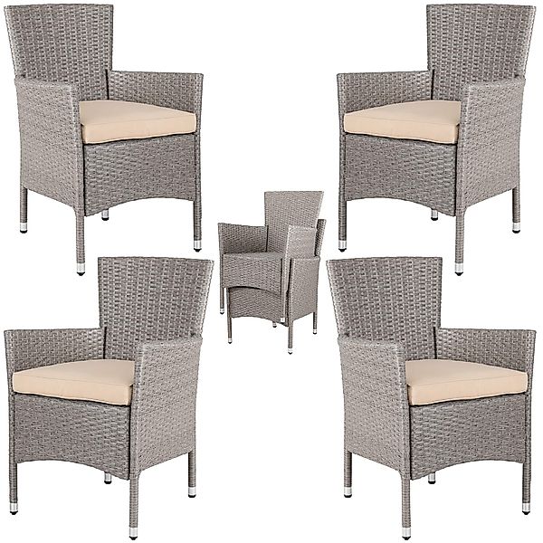 Casaria Gartenstuhl, Polyrattan 4er Set Stapelbar günstig online kaufen