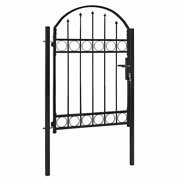 vidaXL Zauntor mit Gewölbter Oberseite Stahl 104 x 125 cm Schwarz 143085 günstig online kaufen