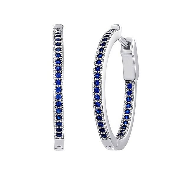 Silvego Ohrring-Set MILLA 22mm Silver Hoop Earrings with Blue Sapphire JJJE günstig online kaufen